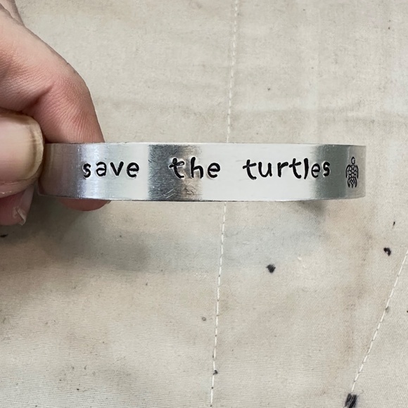 2/$15 Silver Tone “Save the Turtles” Cuff Bracelet - Picture 6 of 11